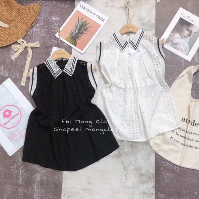 Áo cổ viền ren nổi