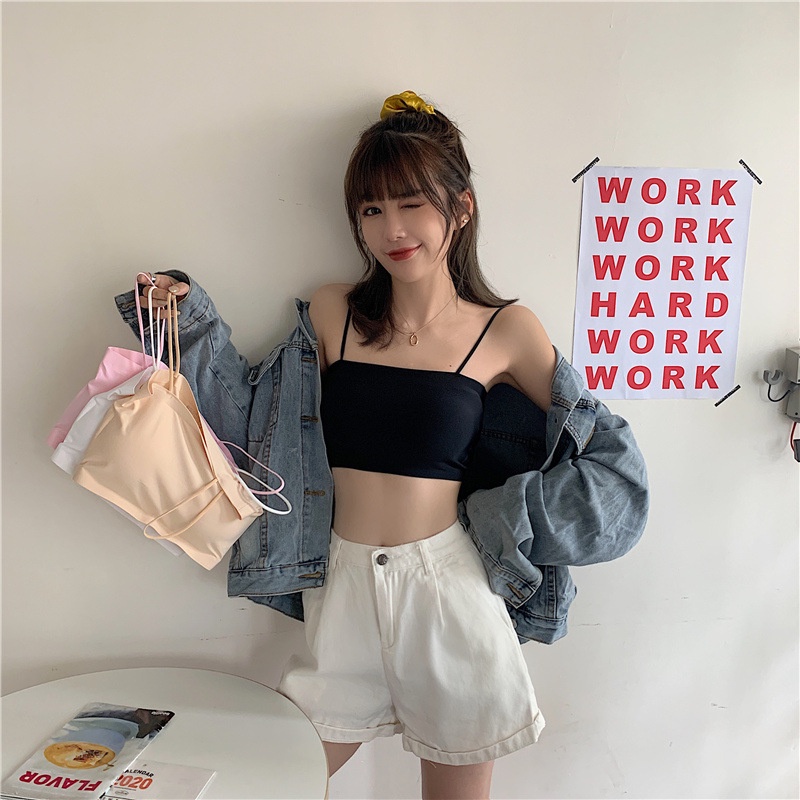 Áo lót nữ FREESHIP 50K  Áo quây 2 dây vải su màu trơn Đệm Mỏng Không Gọng Siêu HOT A06