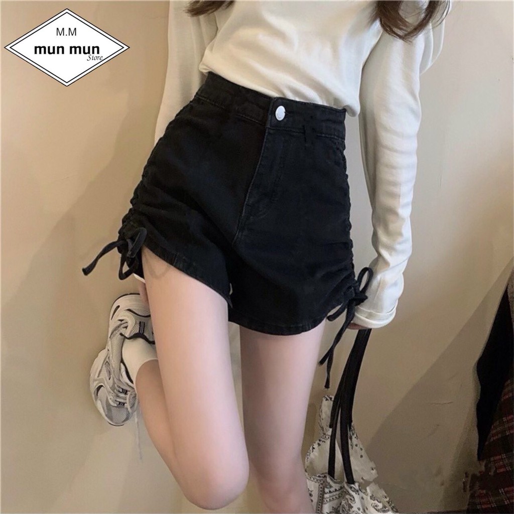 Quần Short Jean Nữ Cạp Cao Rút Dây Bên MunMunStore - Quần Bò Nữ Cao Cấp Co Giãn Sexy Siêu Hot 9356 (100))