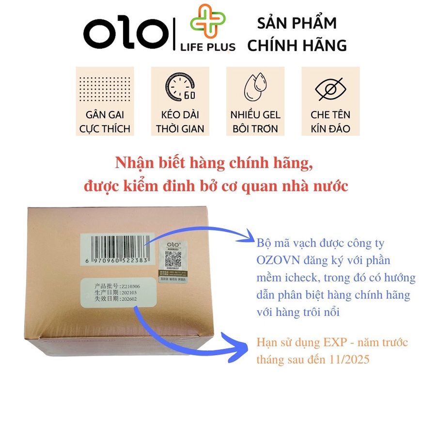 Bao Cao Su Siêu Mỏng OLO Hường Gân Gai Tăng Thời Gian QH, Nhiều Gel, Hộp 10 bcs - Tặng Bao Cao Su LP01 - Life Plus Store