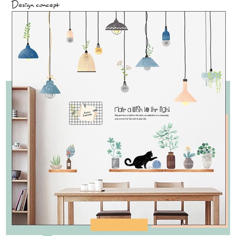 Tranh decal dán tường trang trí decor phòng ngủ CHÙM ĐÈN MỚI - Decal dán tường phòng khách️