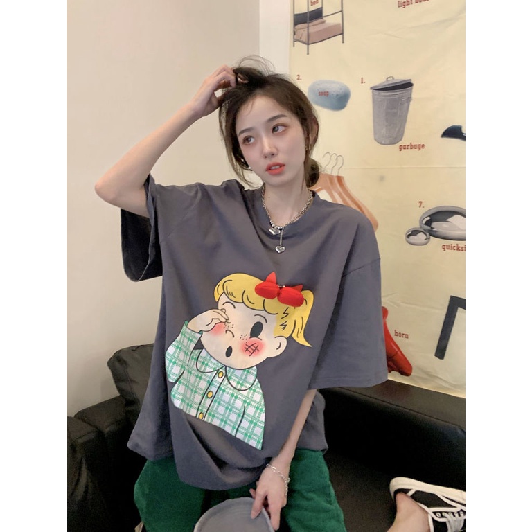 Áo Thun Tay Ngắn Dáng Rộng Phong Cách Hàn Quốc Thời Trang Mùa Hè Cho Nữ