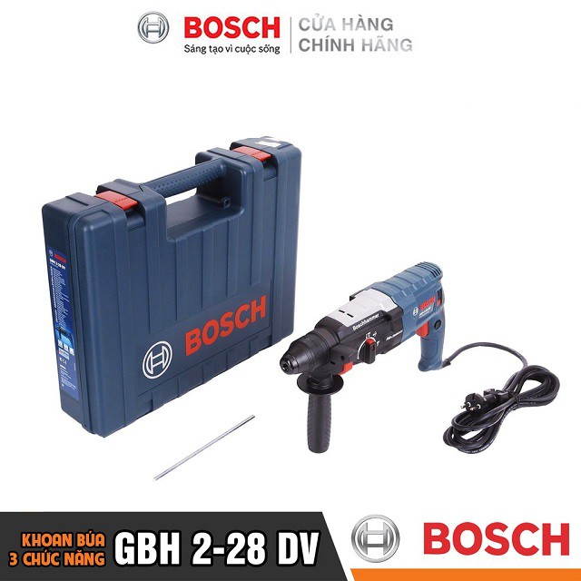 [CHÍNH HÃNG] Máy Khoan Búa Bosch GBH 2-28 DV (28MM-820W) - Chuyên Khoan Bê Tông, Có Đục, Công Nghệ Giảm Rung, Giá Đại Lý