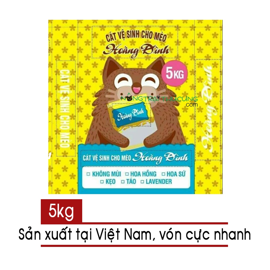 Cát vệ sinh mèo Hoàng Đình 5kg Không Mùi/ Có Mùi