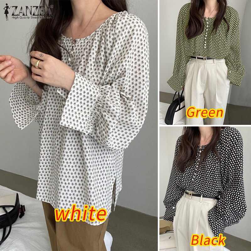 Áo Zanzea dài tay cài nút in họa tiết dành cho nữ