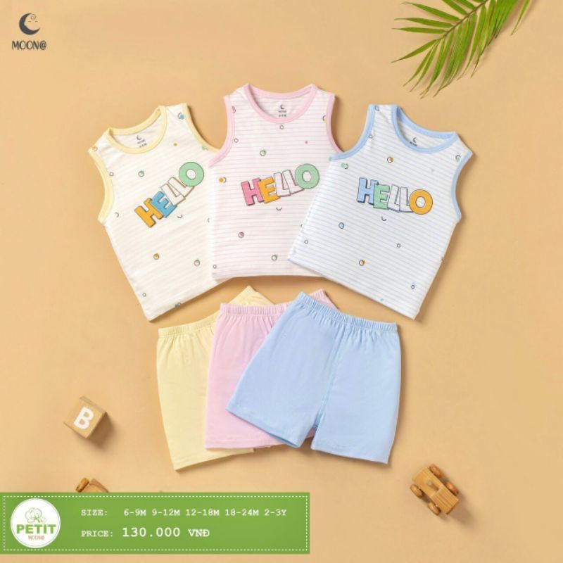Moon -  XẢ KHO Bộ ba lỗ Moon vải petit cho bé 6-17kg