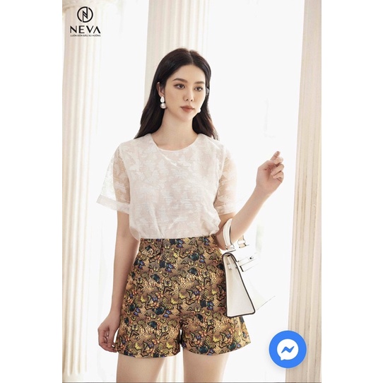 NEVA Newtag áo sơ mi trắng hoạ tiết buterfly mới nguyên tag S/M/L