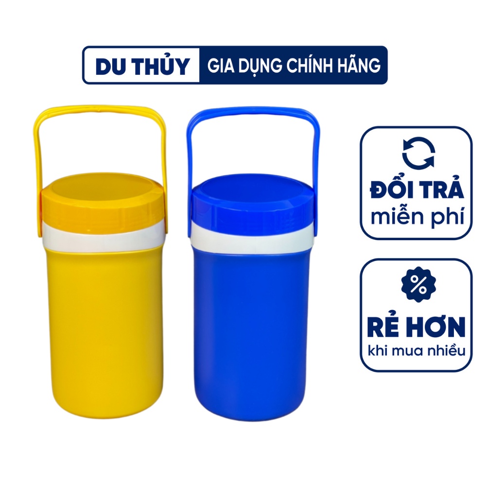 Bình đá giá rẻ 1 lít thiết kế trơn dễ vệ sinh, miệng lớn dễ sử dụng, có quai xách - Bình giữ nhiệt BeCool 1L CTT