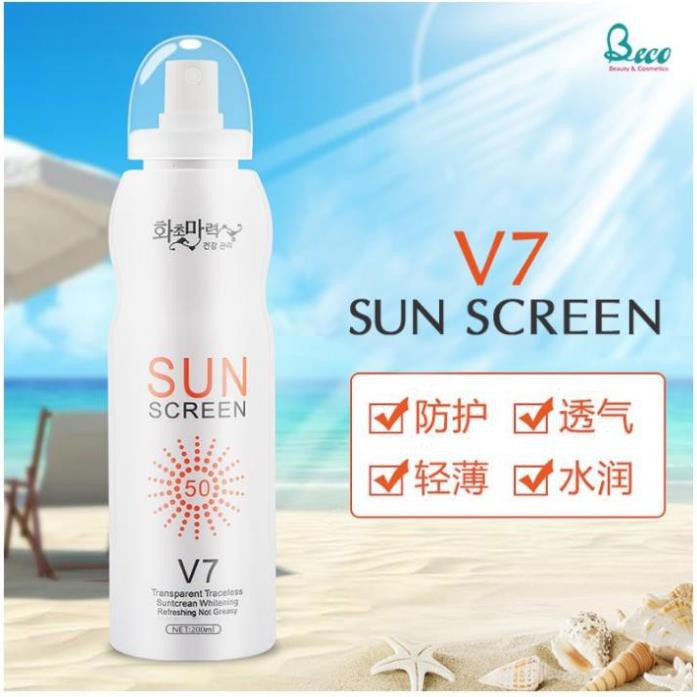 [FREE SHIP-XẢ KHO] Kem chống nắng toàn thân dưỡng trắng da dạng xịt SUN SCREEN V7 Hàn Quốc