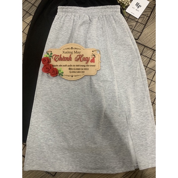 Chân váy A Chất nỉ lda cá, váy midi dài dáng xẻ cạnh phong cách unisex-m825