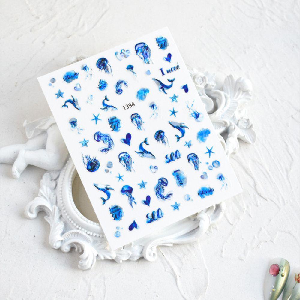 Miếng Dán Trang Trí Móng Tay Họa Tiết Sinh Vật Biển / Bướm / Sứa / Cá Heo Cho Salon
