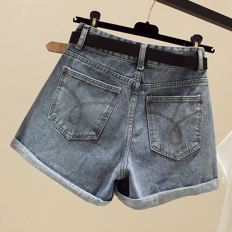 Quần Short Denim Giả Váy Lưng Cao Dáng Rộng Kiểu Hàn Quốc 2021