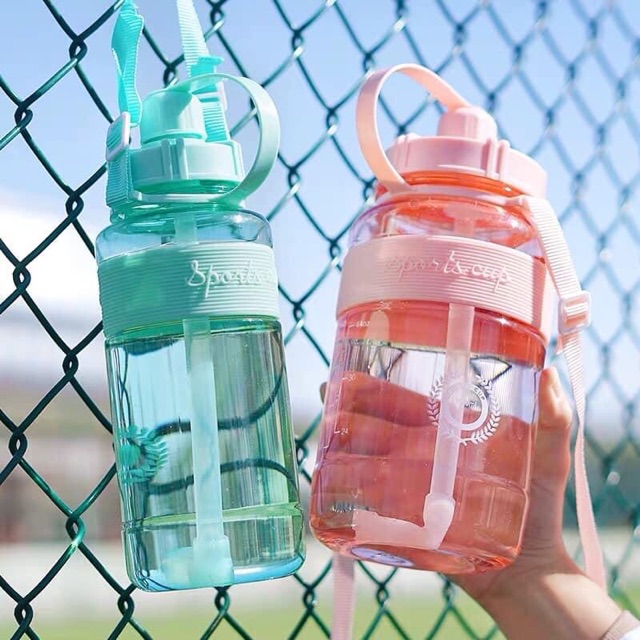 BÌNH SPORT CÚP CÓ DÂY ĐEO +ỐNG HÚT DUNG TÍCH 600ml,1000Ml,1500ml,2000ml | BigBuy360 - bigbuy360.vn
