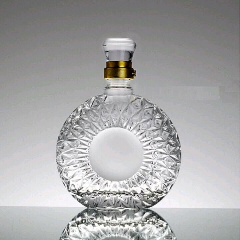 Vỏ Bình Thủy Tinh XO Tròn Đựng Rượu 500ml, Chai đựng rượu XO, Hàng Loại 1, CTT-08
