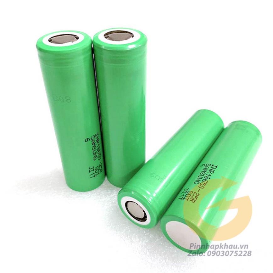 Pin sạc 18650 Samsung 25R 2500mah xã cực cao 20A mới 100% chuyên cho khoan, thiết bị cầm tay