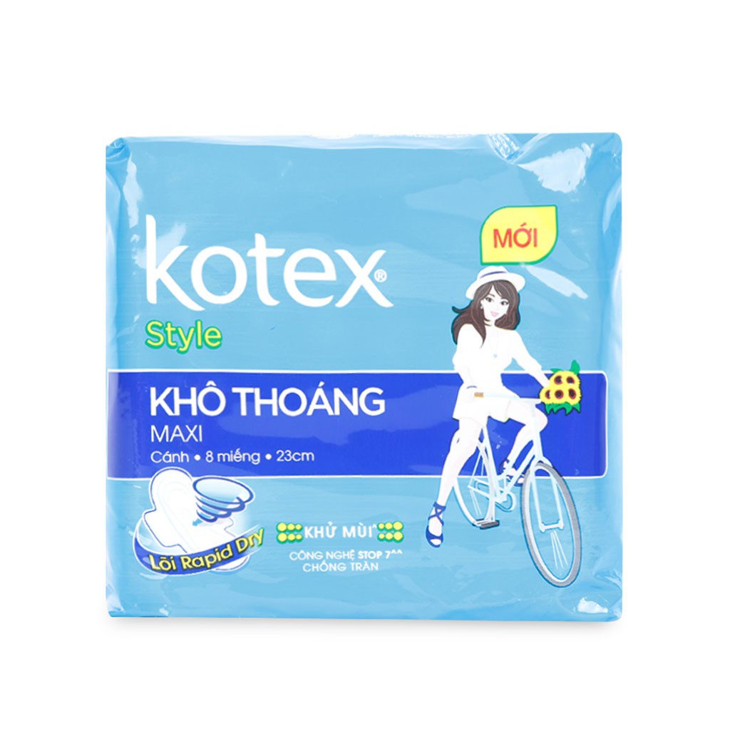Băng Vệ Sinh Kotex Style Khô Thoáng Maxi Cánh Gói 8 Miếng