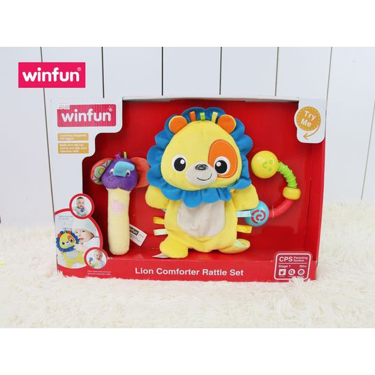 Set 3 đồ chơi cầm tay xúc xắc chíp chíp, thú bông sột soạt hình sư tử Winfun 3028