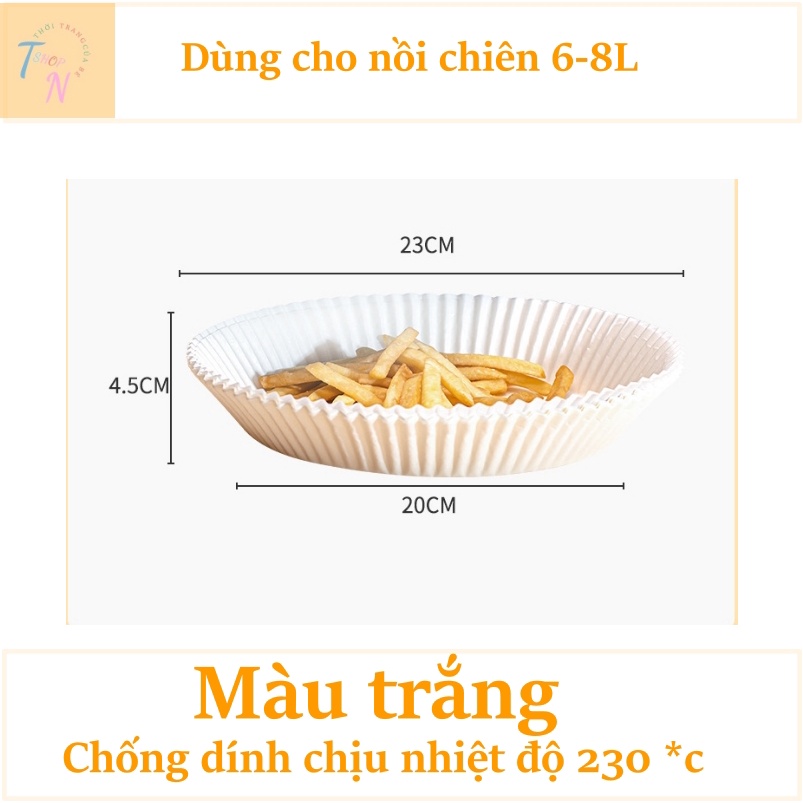 Giấy lót nồi chiên không dầu nến dạng khay 50 tờ theo khuôn phù hợp với nồi chiên không dầu, đa năng tiện dụng