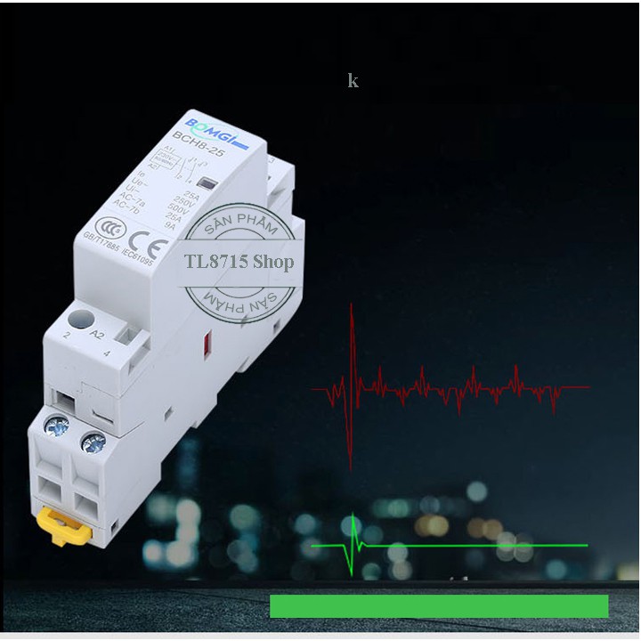 Contactor mini Bomgi 20A/220V lắp thanh ray tủ điện làm tiếp điểm phụ cho công tắc hẹn giờ công tắc wifi