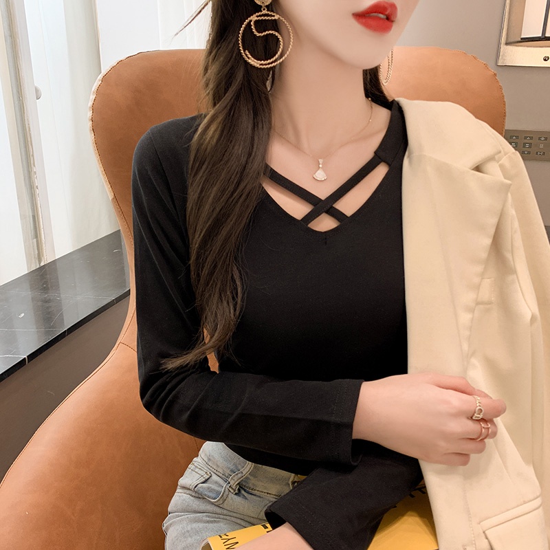 NRVP Áo Thun Nữ Tay Dài 100% Cotton Thời Trang Hàn Quốc