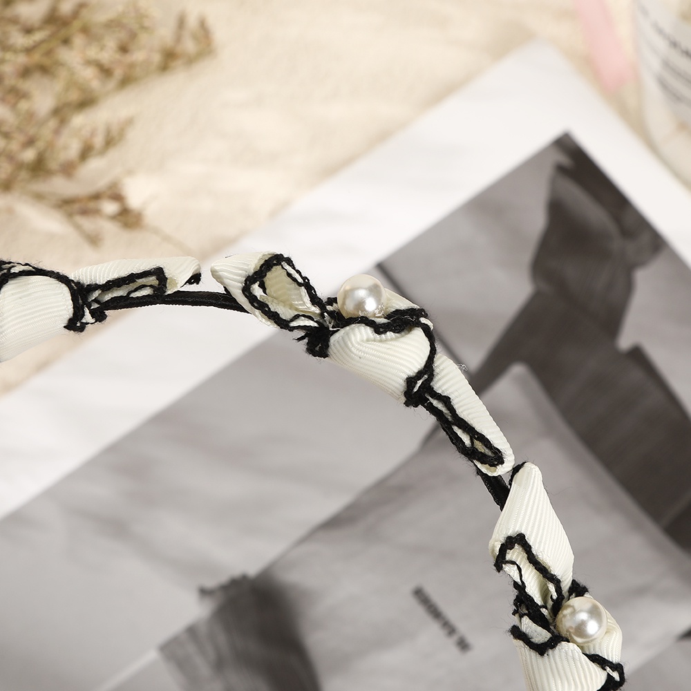 Cài tóc Haimeikang phối vải đính ngọc trai thời trang dành cho nữ