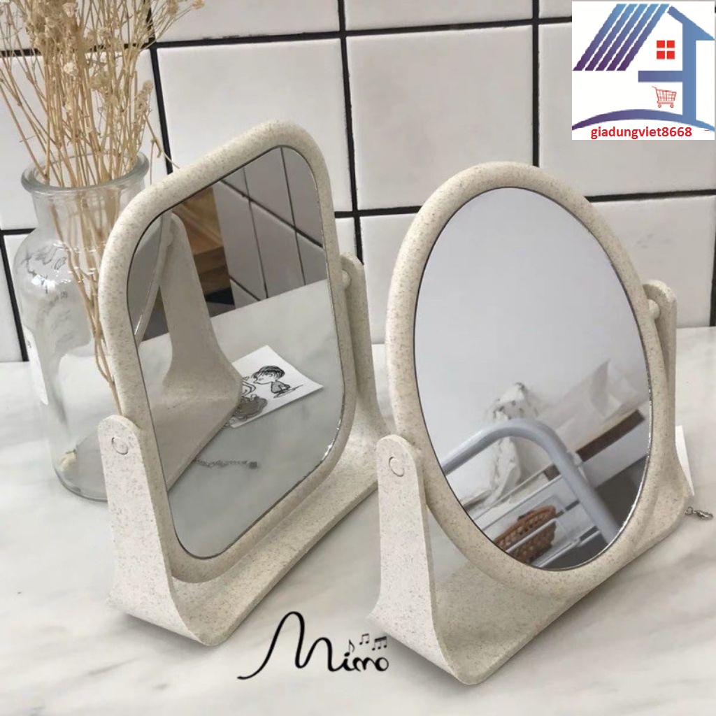 Gương Trang Điểm [ BH LỖI 1 ĐỔI 1 DO NSX ] Gương để bàn  trang điểm để bàn lúa mạch 2 mặt gương xoay 360 độ hàng cao cấp