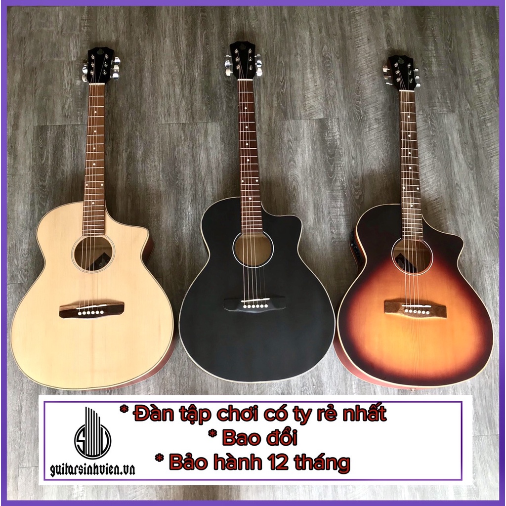 Đàn guitar acoustic tập chơi SV-A1 có ty chỉnh cần - Mặt gỗ thông nguyên tấm - Tặng 8 phụ kiện - Bảo hành 1 năm