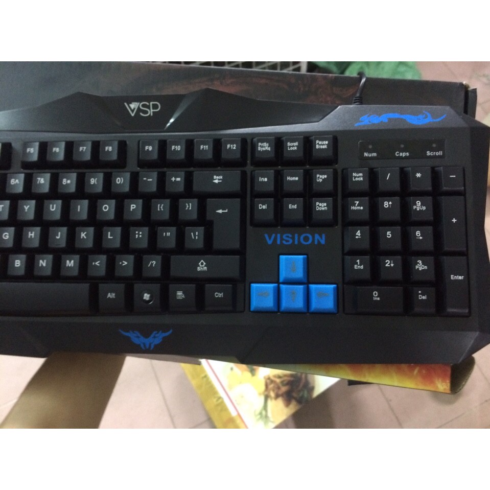 Bàn phím chuyên game vission có nút màu bấm cực nhẹ êm tai