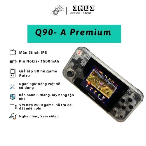 Máy chơi game cầm tay Powkiddy Q90 Premium, Giả lập 29 hệ game Retro, màn IPS, Full việt hóa