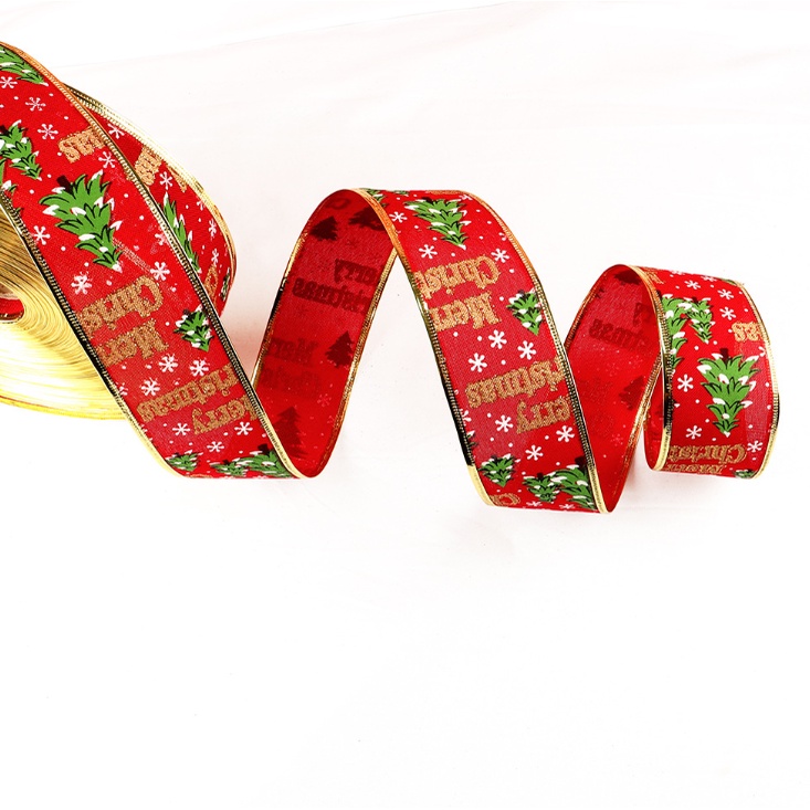 Dây Ruy Băng Vải Bố Cây Thông và Chữ RB62Trang Trí Noel Giáng Sinh