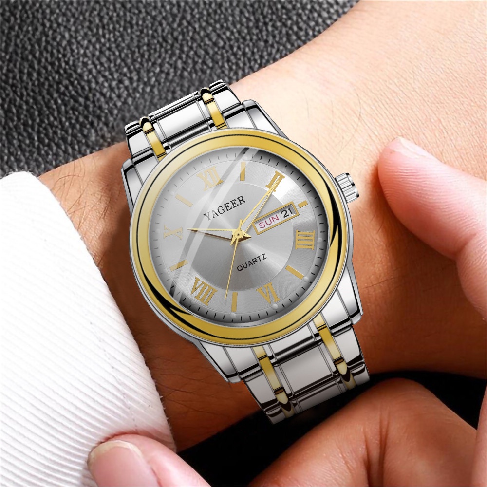 Sang Trọng Đồng Hồ Nam Bằng Thép Không Gỉ Hiển Thị Ngày | BigBuy360 - bigbuy360.vn