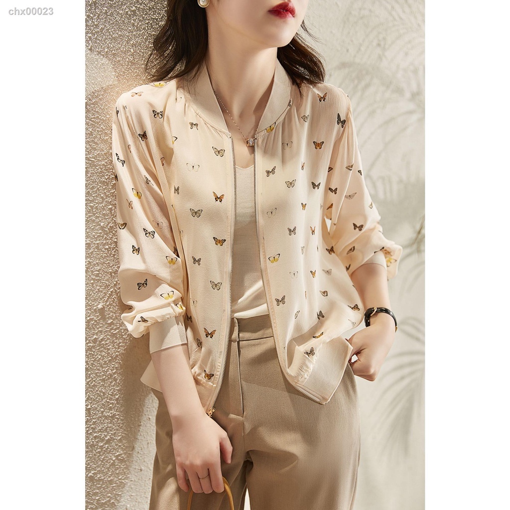 ♣✴✉Áo Sơ Mi Chiffon Chống Nắng Điều Hòa Nhiệt Độ Hàng Xuất Khẩu Pháp Chính Hãng In Hình Đuôi Cá Cho Nữ