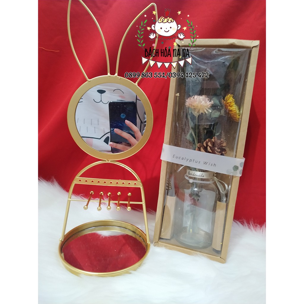 Lọ hoa thủy tinh kèm hoa khô trang trí nhà cửa, cửa hàng - Nana Shop Decor