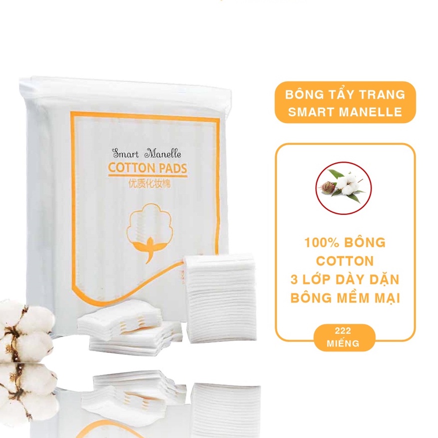 Bông tẩy trang cotton pads 222  | bông tẩy trang Smart mane-MIẾNG TẨY TRANG 3 lớp -CHẤT LƯỢNG