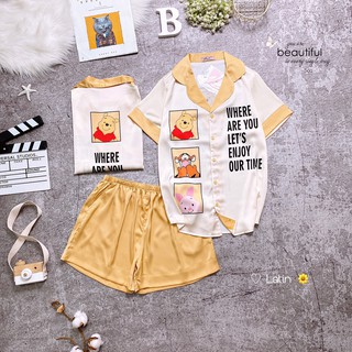 Đồ bộ booboo đùi disney lụa latin mềm, mịn, có túi