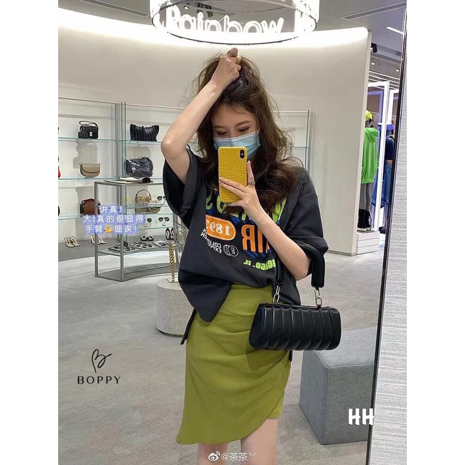 🆘🆘 𝐇𝐚̀𝐧𝐠 𝐂𝐨́ 𝐬𝐚̆̃𝐧 💋💋Set áo phông chữ + chân váy rúm vạt lệch #145K Áo cotton tàu 100% dãn 4c bao đẹp Chân váy tuyết mưa