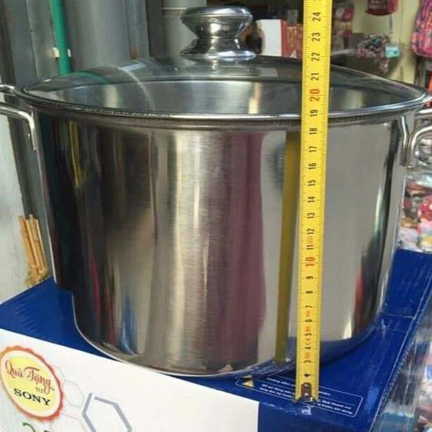 Nồi luộc gà inox 430 siêu dầy size 30cm -16 lít chất liệu inox sáng bóng không han rỉ dùng dược trên mọi loại nồi