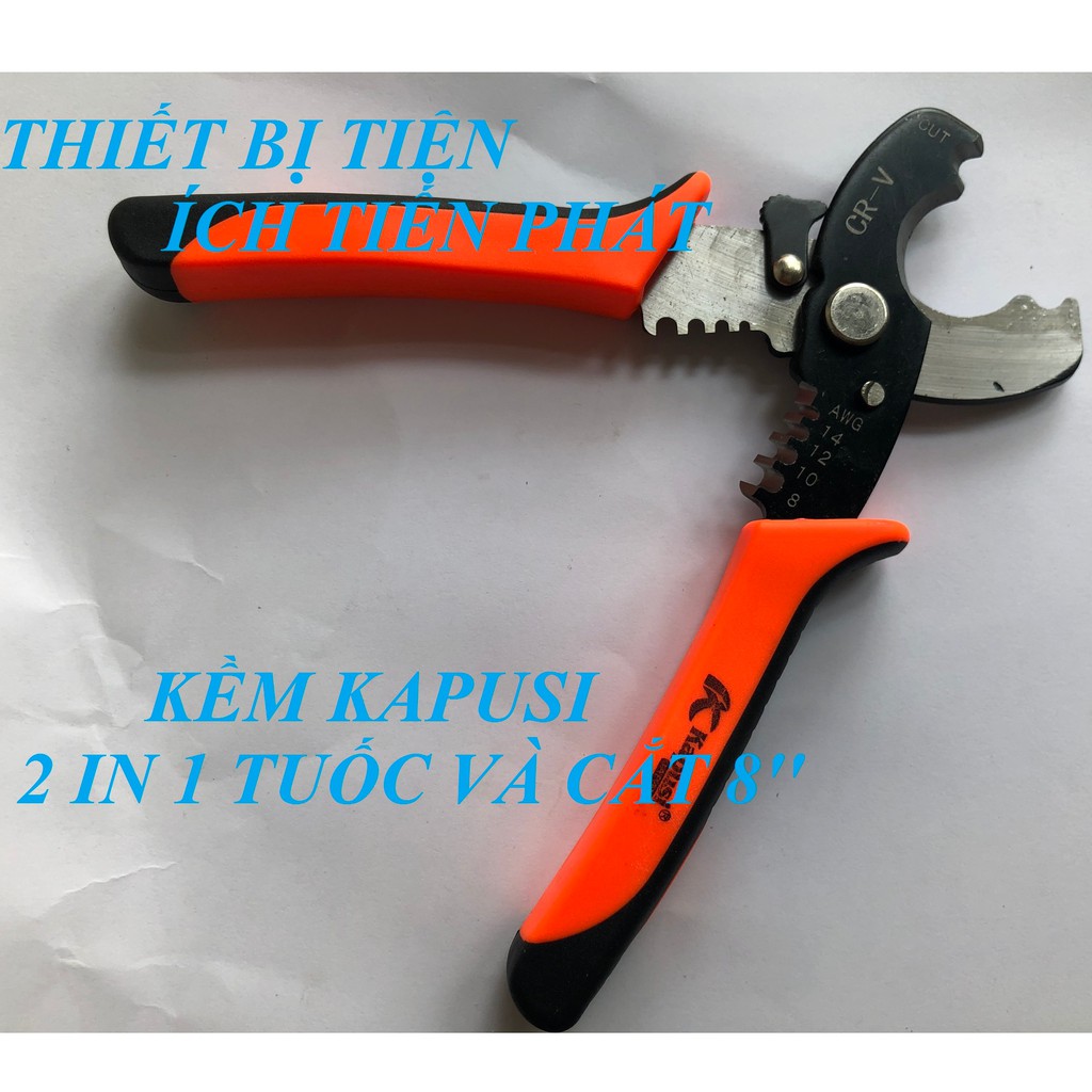 Kìm Cắt Tuốc, Kềm Cắt Và Tuốc KAPUSI 8'' (200mm) K-9103 JAPAN Cao Cấp (Chính Hãng)