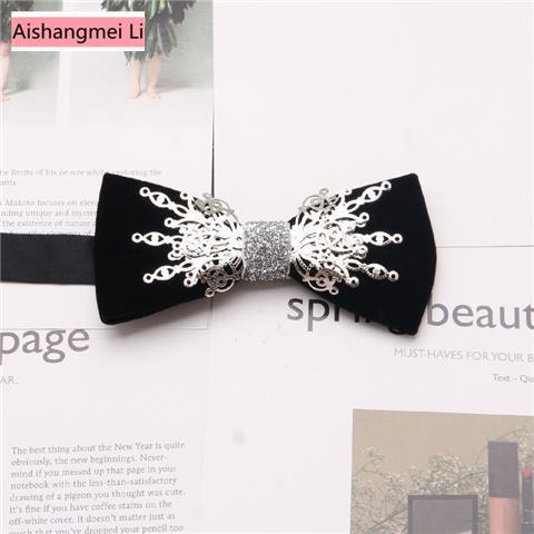 Nơ Cài Cổ Bằng Nhung Phối Kim Loại Thời Trang Dành Cho Nam