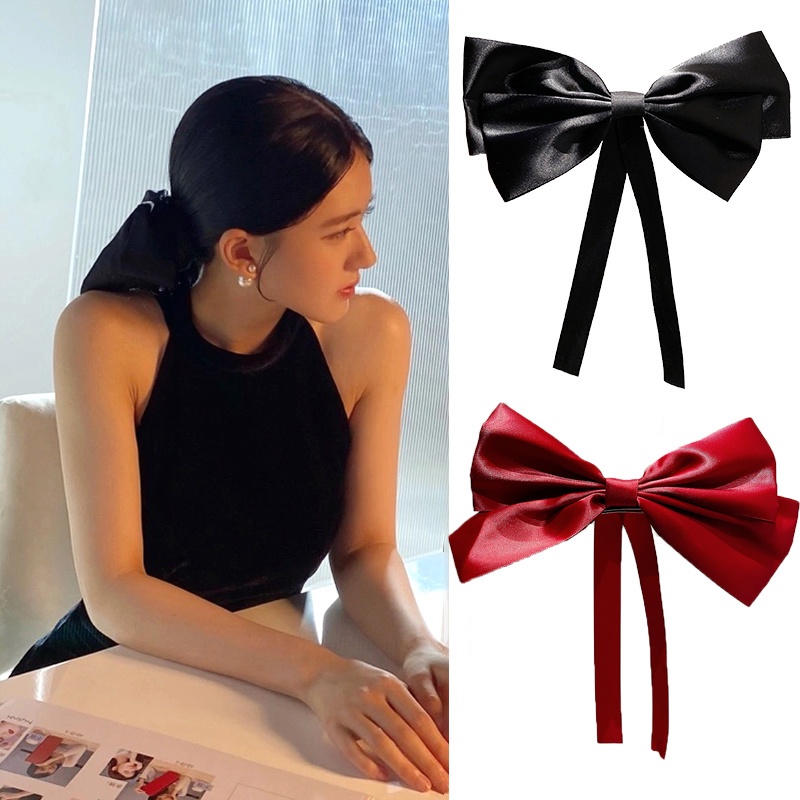 Kẹp Tóc Hình Nơ Ruy Băng Cỡ Lớn Phong Cách Hàn Quốc Thanh Lịch
