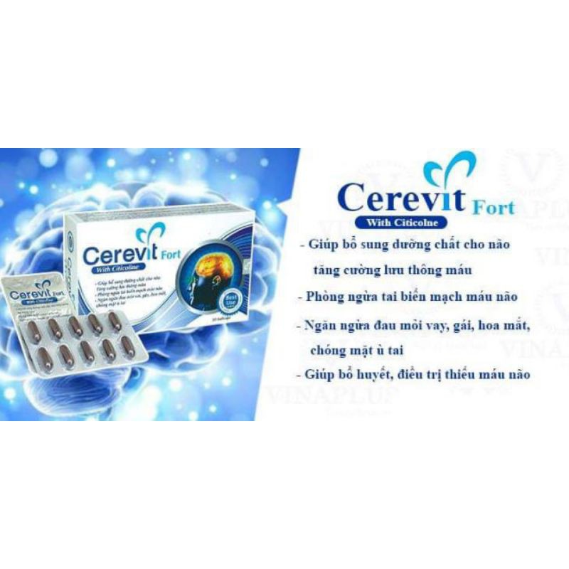 Viên Uống Bổ Não, Tăng Cường Lưu Thông Máu, Ngừa Tai Biến Cerevit Fort 30 Viên
