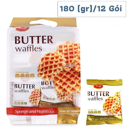 01 Túi x 12 gói x 180gr Bánh Butter Waffles Richy Bơ Trứng Tổ Ong -