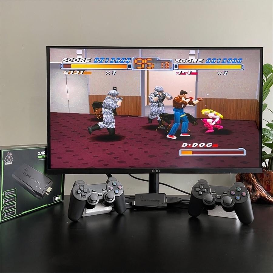 Máy Chơi Game Stick 4k Pro, Thẻ 64GB 10000 trò + 50 game mới tải thêm, máy chơi game cầm tay không dây 2 người cổ điển
