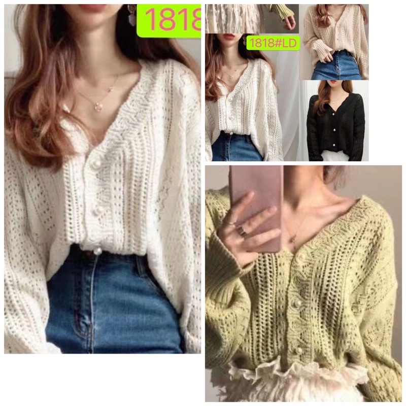 Bella Áo Cardigan Dệt Kim Đính Ngọc Trai Thời Trang