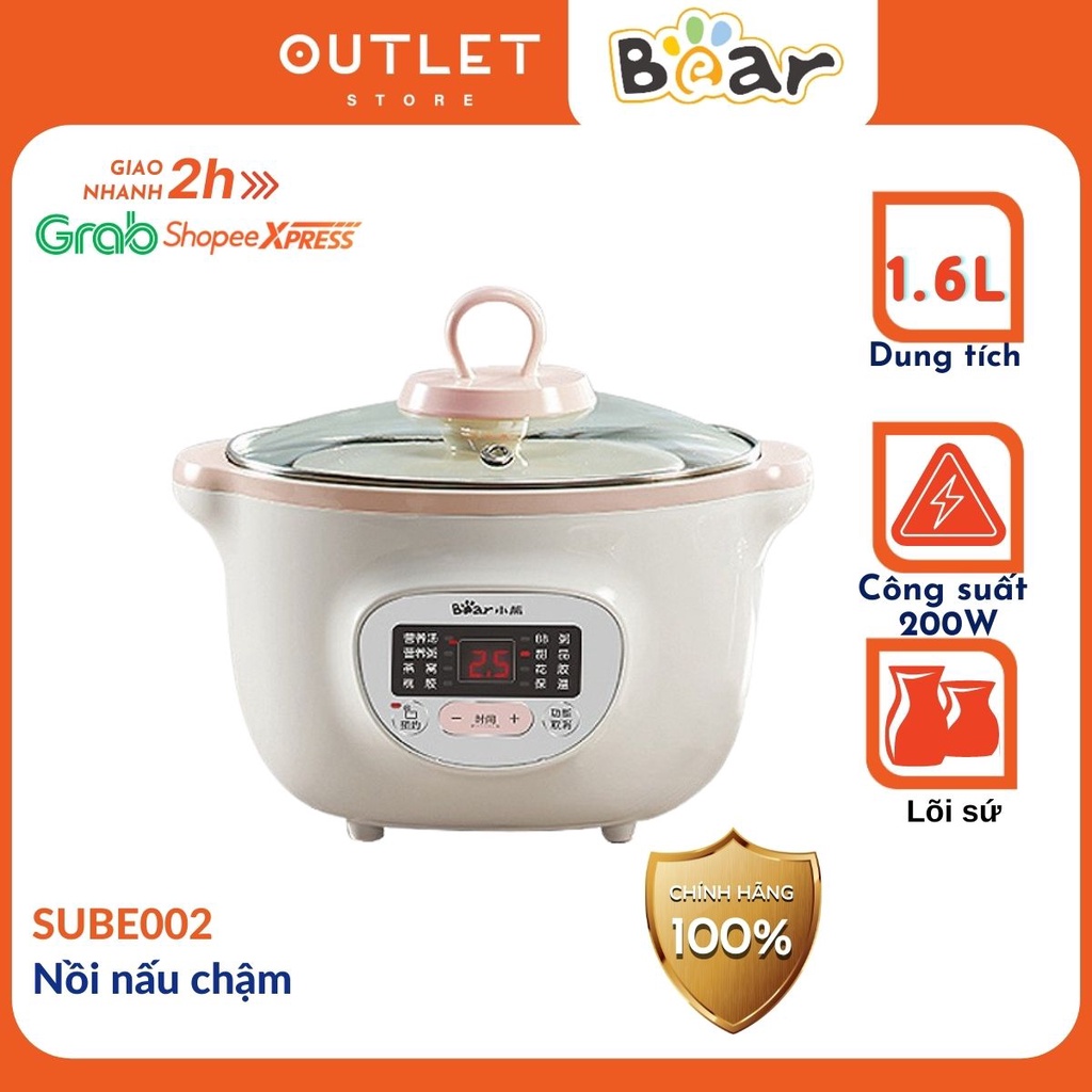 Nồi nấu cháo chậm 1.6L Bear SUBE002 - cho trẻ em đa năng nhỏ gọn tiện dụng