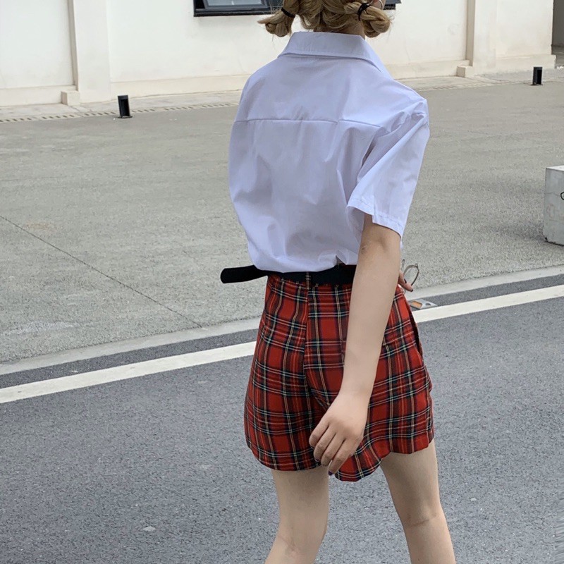 QUẦN SHORTS KẺ CARO KÈM THẮT LƯNG ULZZANG