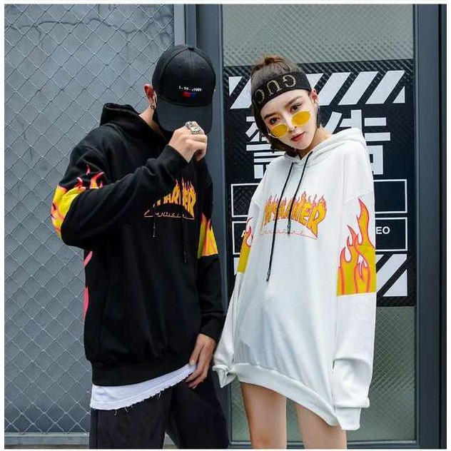 Áo Hoodie - Áo Khoác Nỉ Phối Ngọn Lửa WAK 004S2 (Đen) | BigBuy360 - bigbuy360.vn