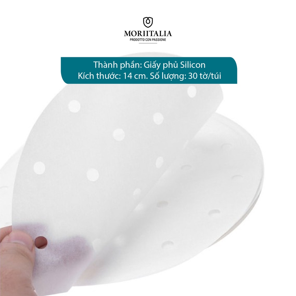 Giấy lót chống dính hấp chiên Kokusai có lỗ 14cm (30 tờ/túi) Moriitalia GCDD00002271
