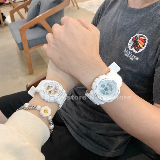 Đồng hồ nam, nữ HSET unisex dây nhựa trắng kiểu dáng năng động cho tuổi teen