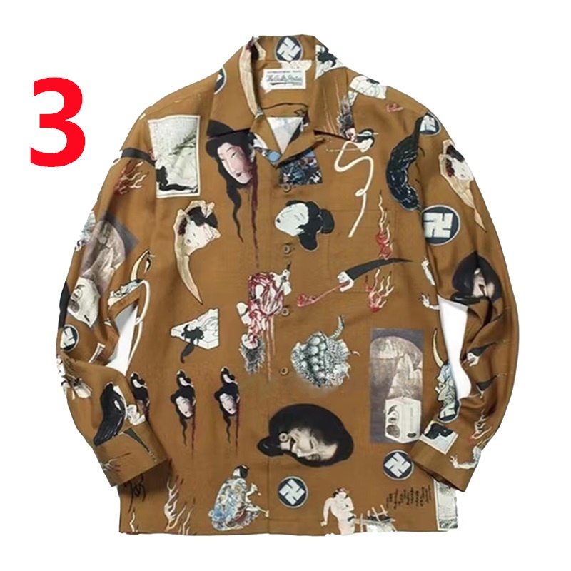 Bán Chạy Nhất Áo Sơ Mi Unisex Tay Dài In Hình Vẽ Graffiti Ukiyo-e Kích Thước Lớn Unisex